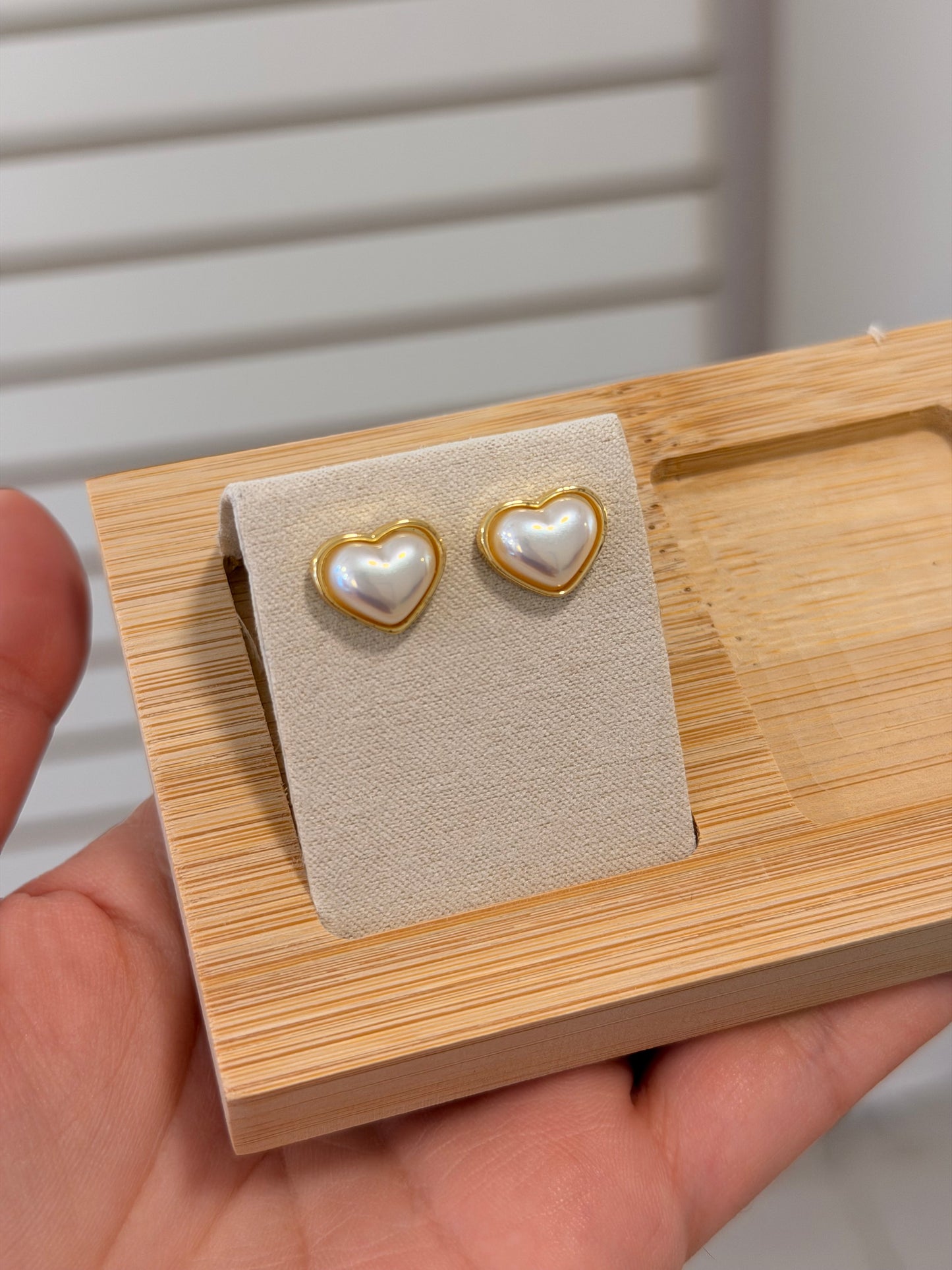 Topo corazón perla y dorado