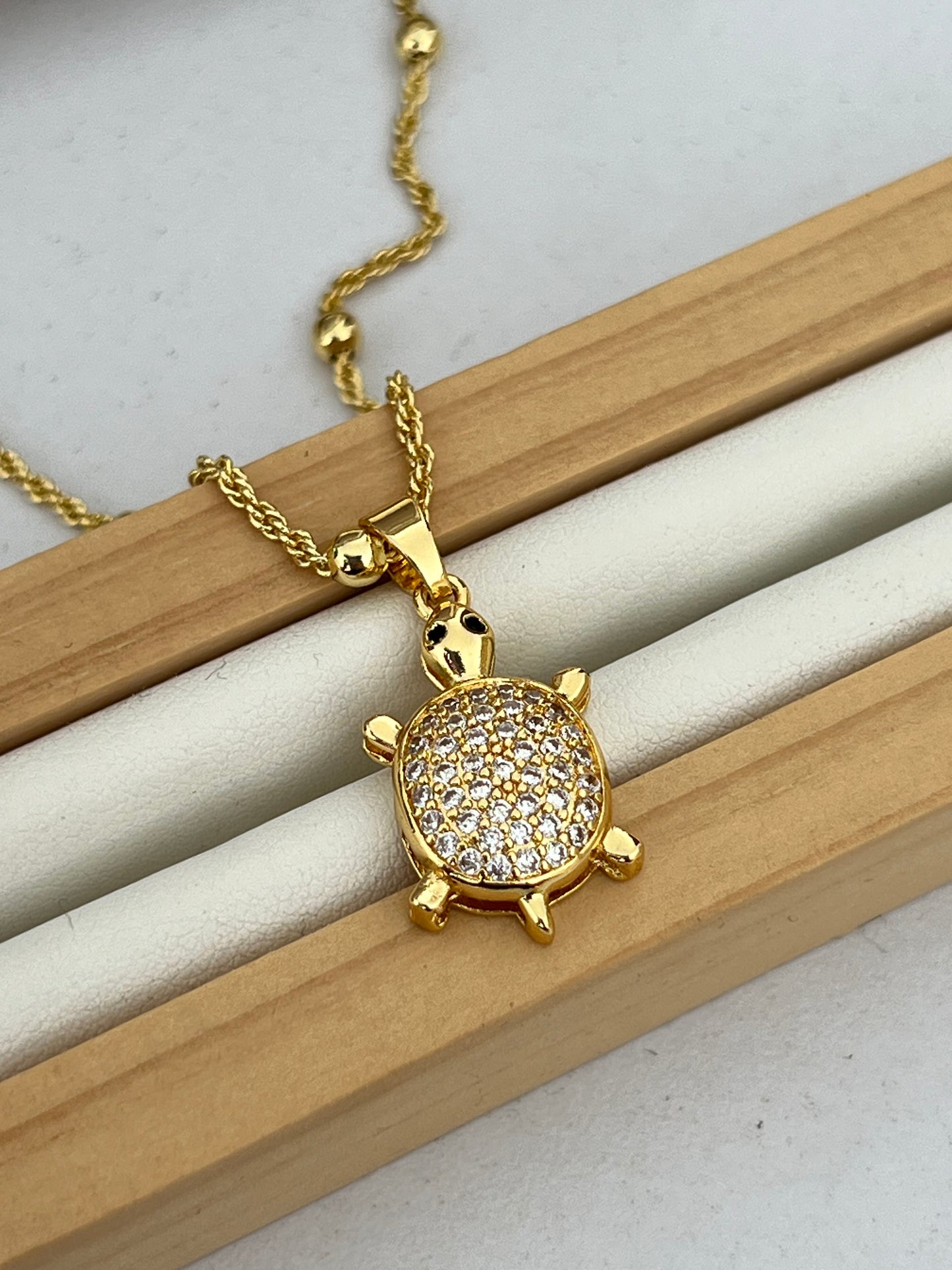 Cadena rodio tortuga grande deluxe