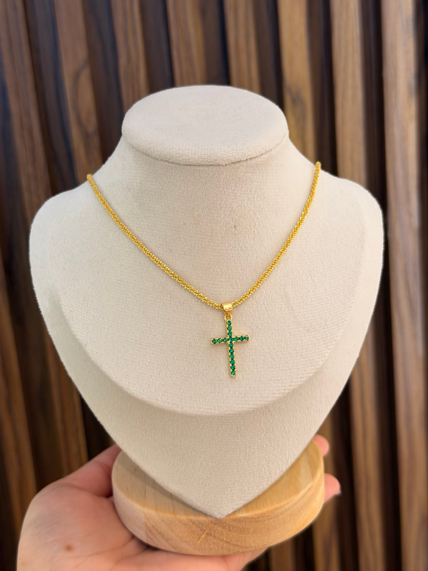 Cadena deluxe cruz verde