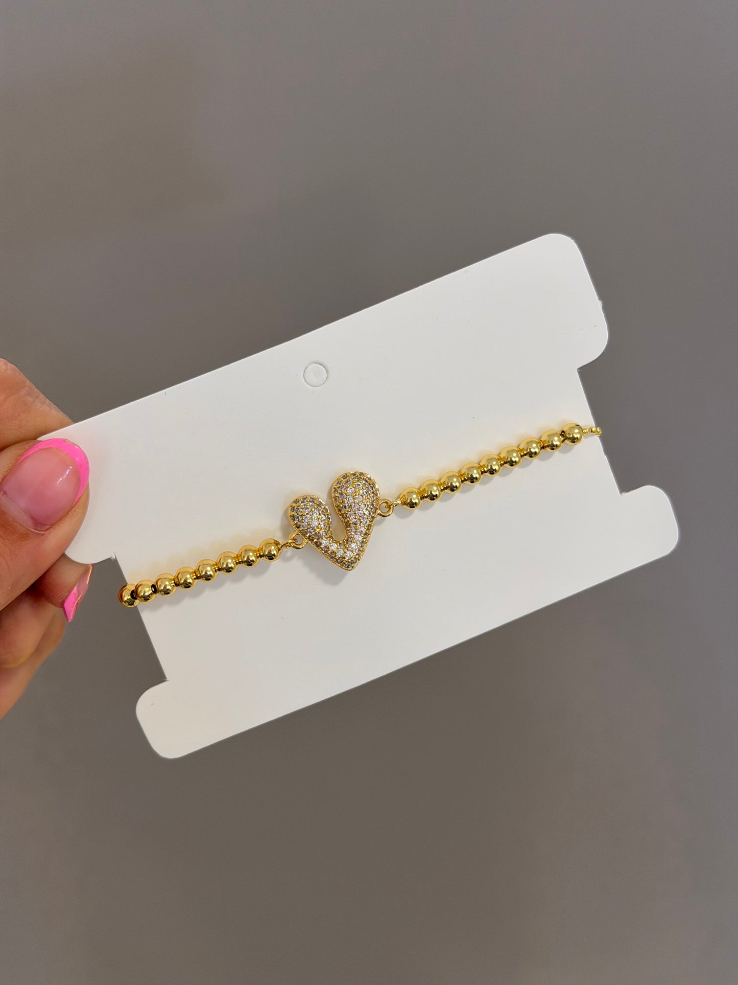 Pulsera corazón gordo brillante