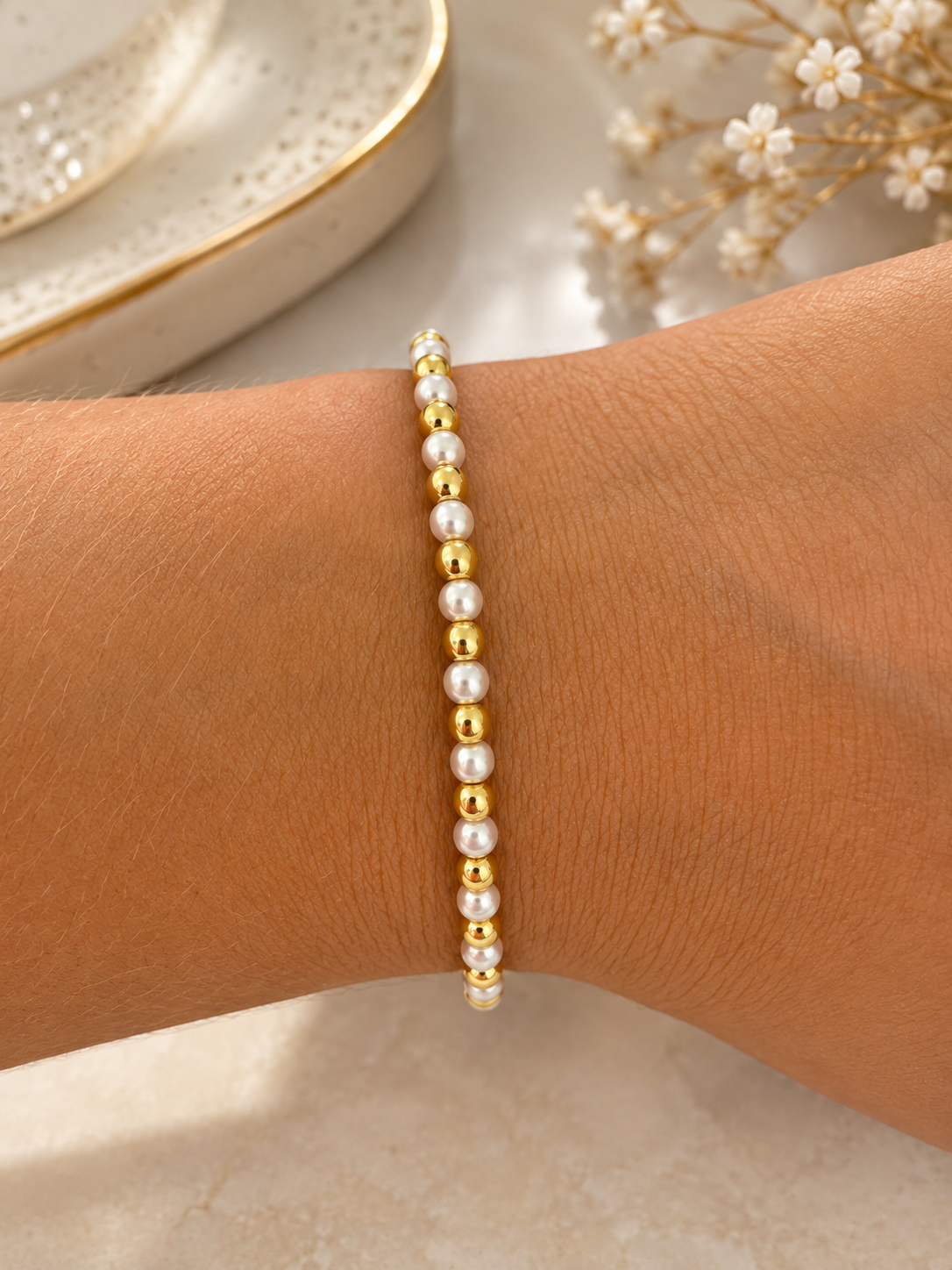 Pulsera balín y perla #4