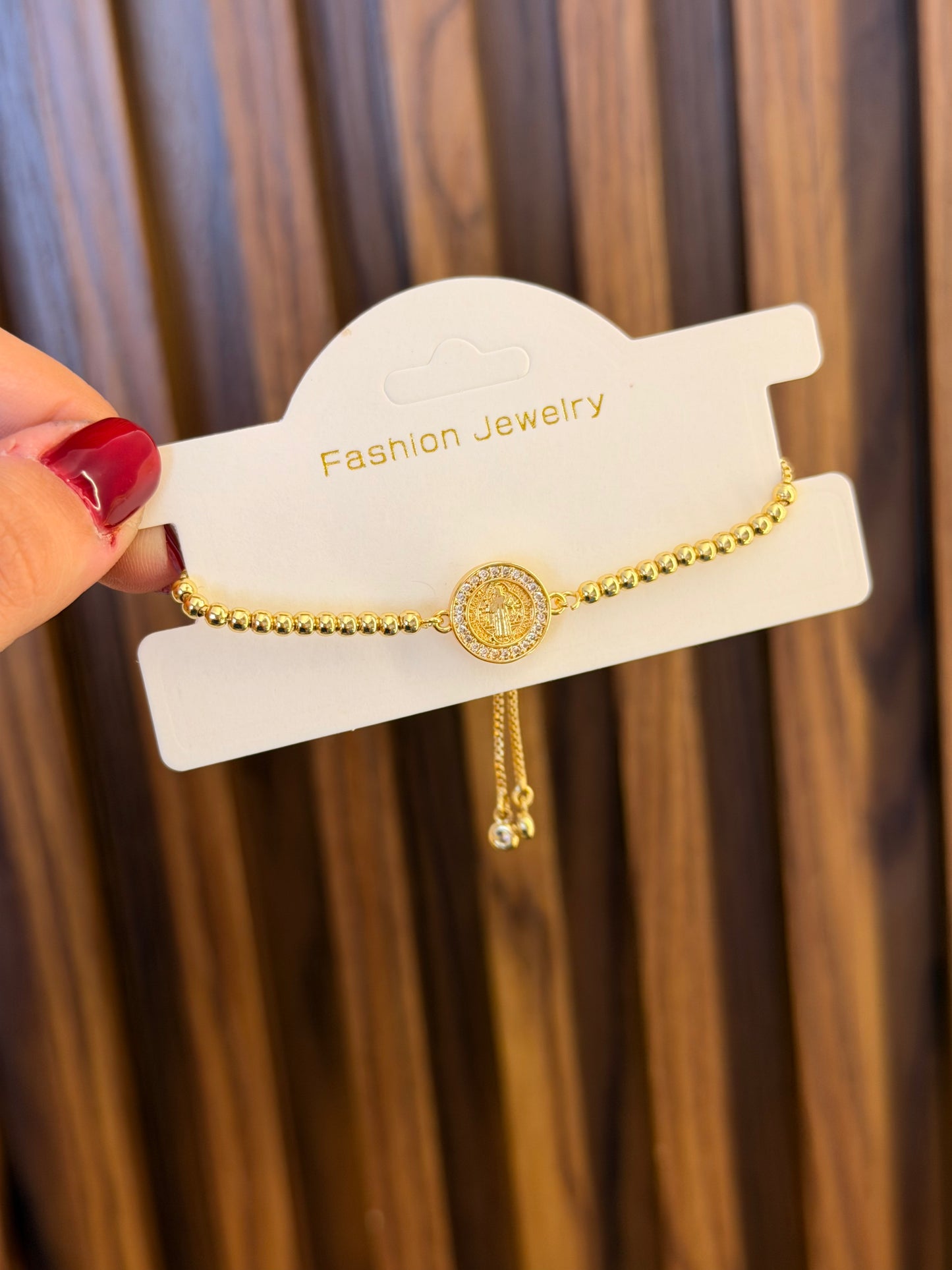 Pulsera san Benito brillante