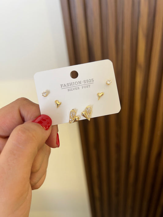 Set x 3 rodio corazón brillante