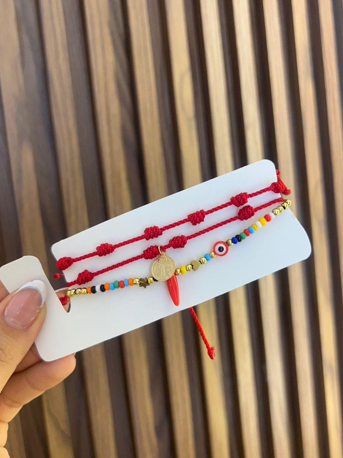 Tobillera triple protección 7 nudos y ojos