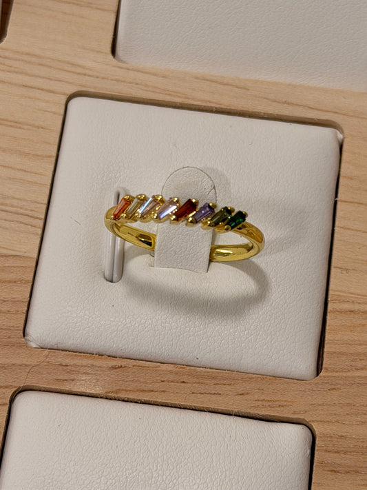 Anillo graduable esmeralda cuadradas colores