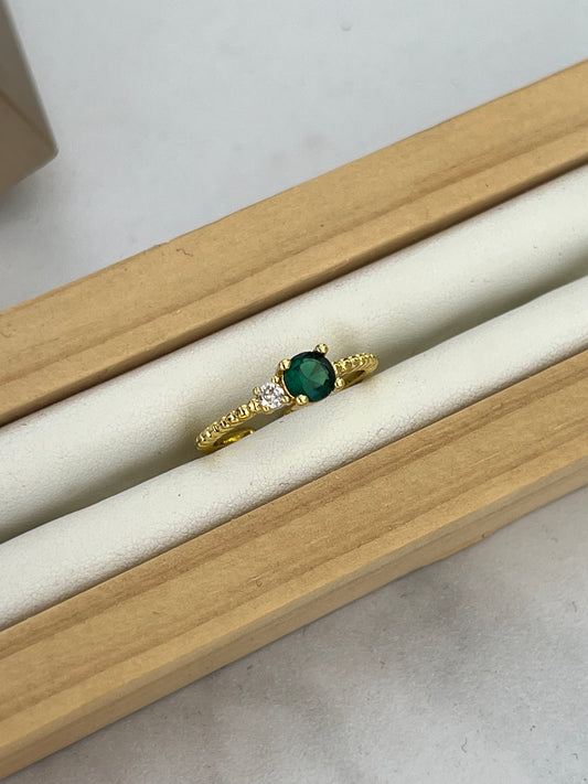 Anillo graduable rodio 2 esmeraldas