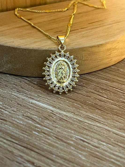 Cadena virgen rodio grande delux