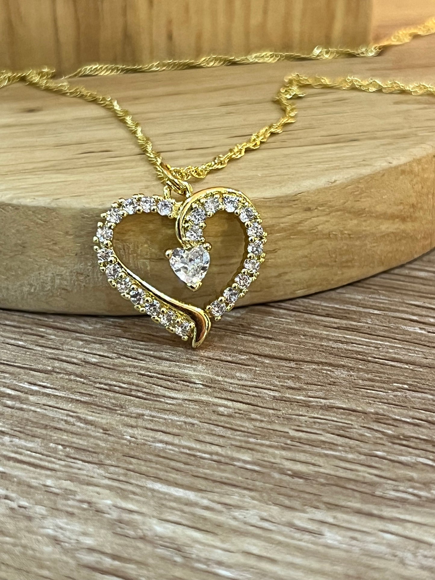 Cadena Rodio Corazón Grande