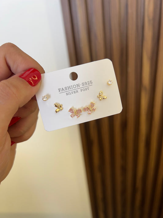 Set x 3 mariposa rosada