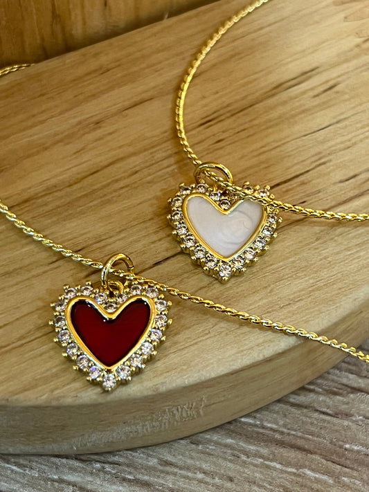 Cadena corazón rodio