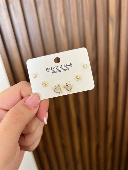 Set x3 corazones fuego blanco