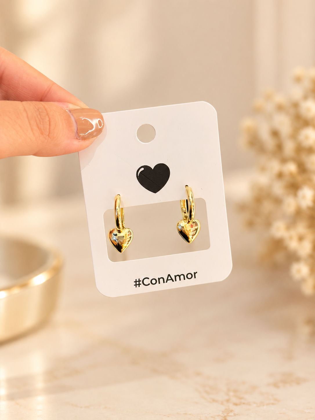Candonga mediana corazón dorado