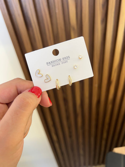 Set x3 rodio corazón blanco