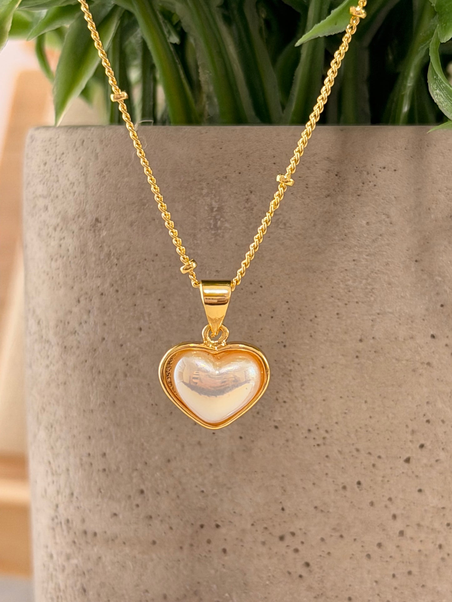 Cadena corazón perla
