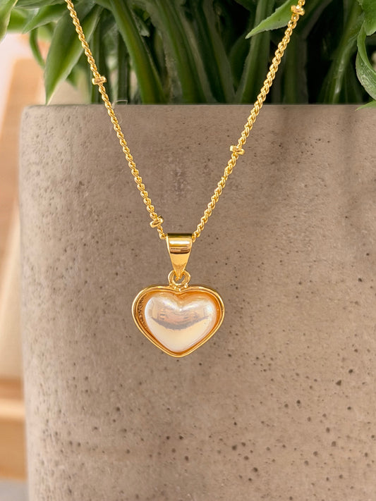 Cadena corazón perla