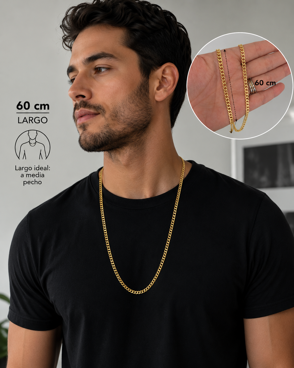 Cadena hombre 60 cm cubana