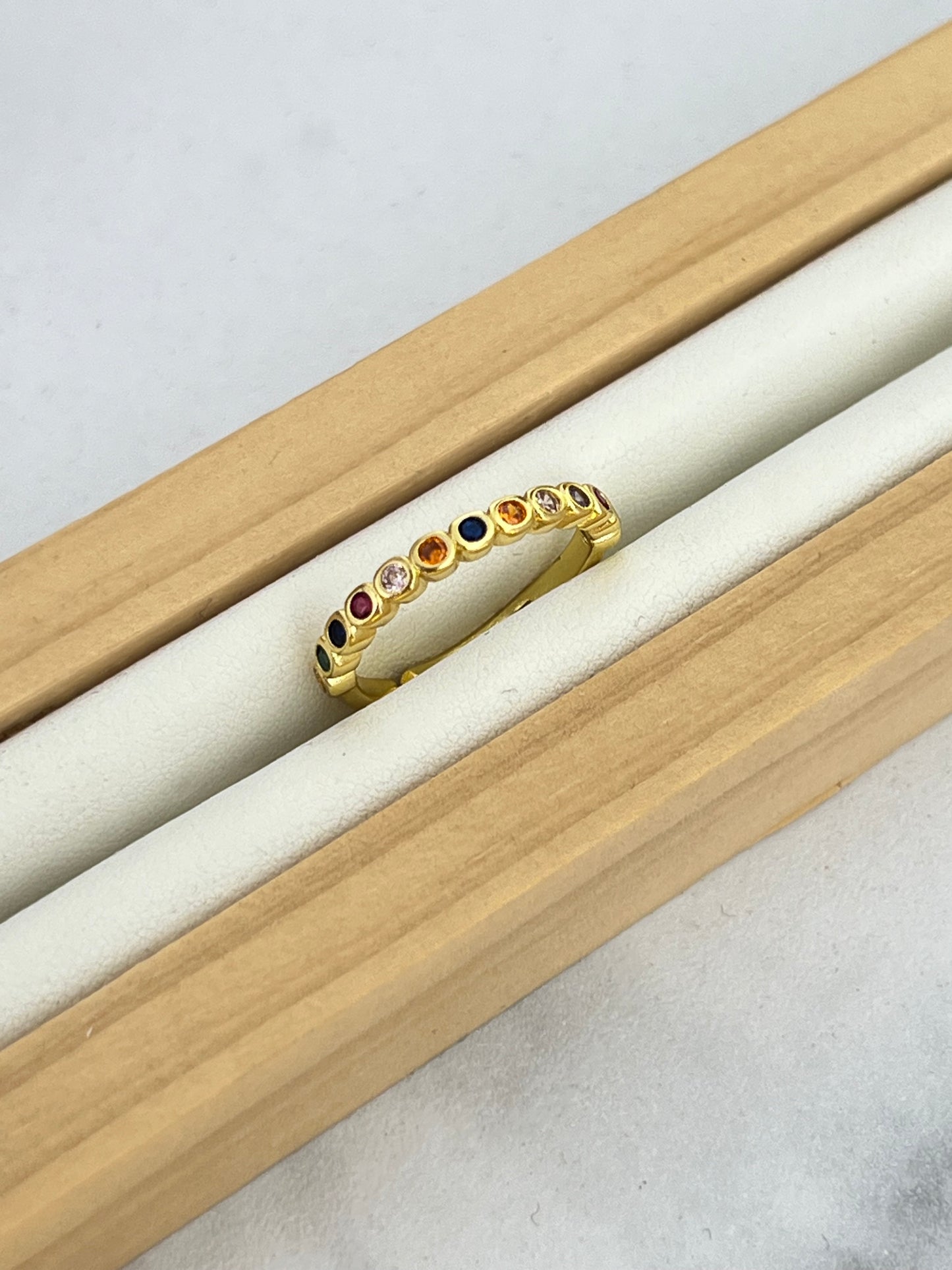 Anillo graduable rodio diamante salpicón