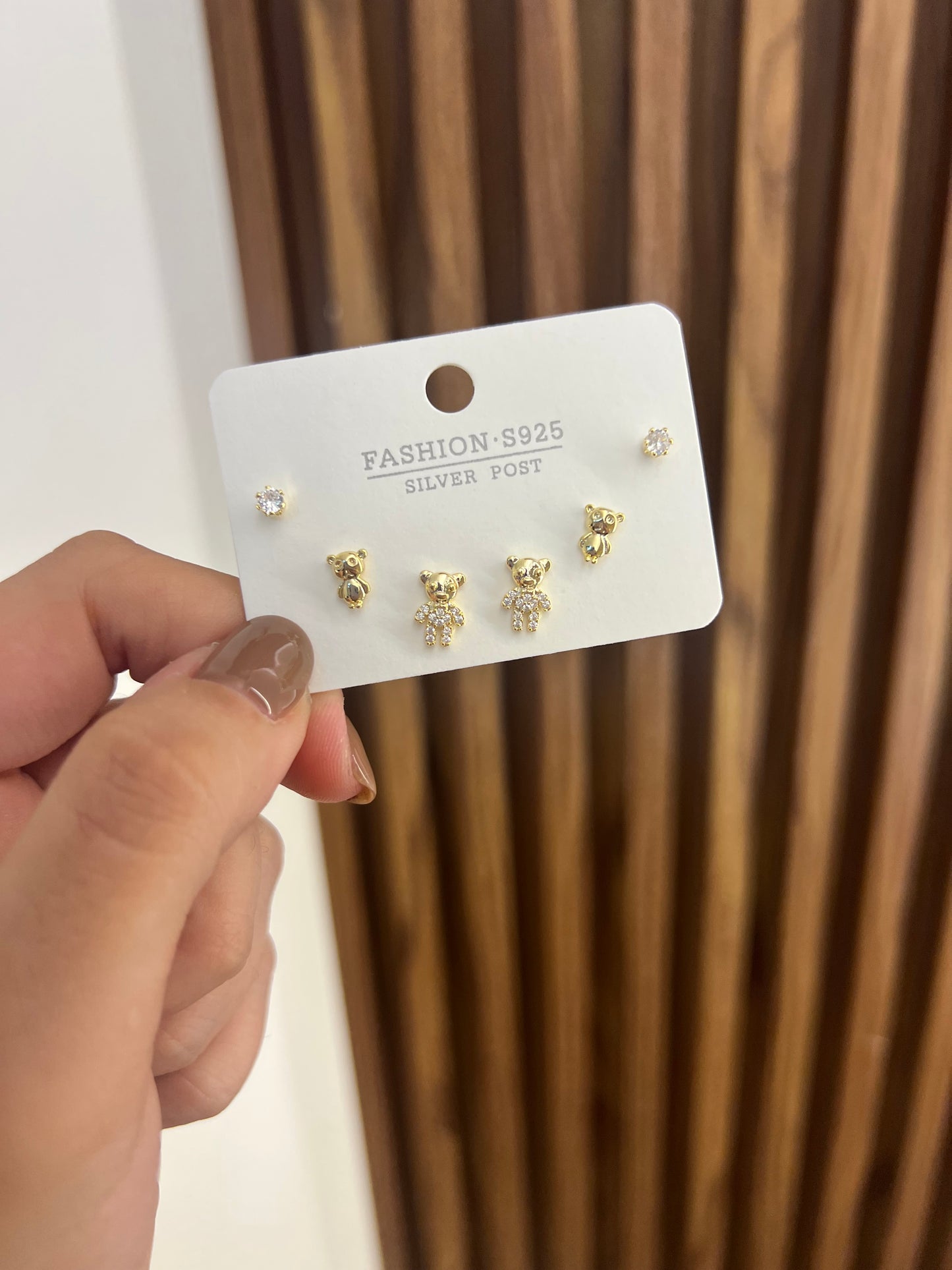 Set x3 topo oso dorado y brillante