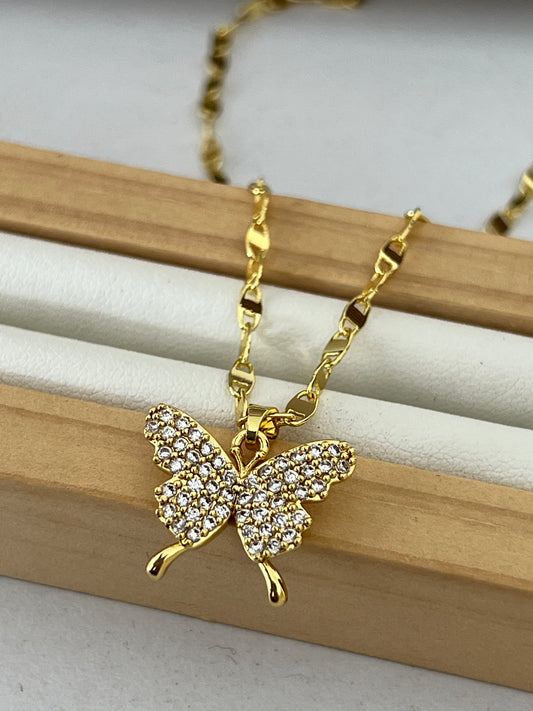 Cadena rodio mariposa mediana