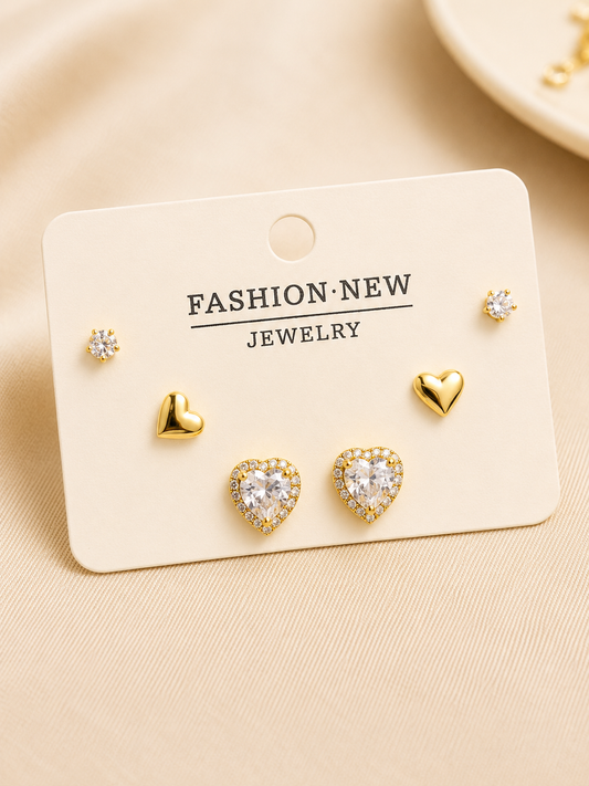 Set x3 corazón diamante