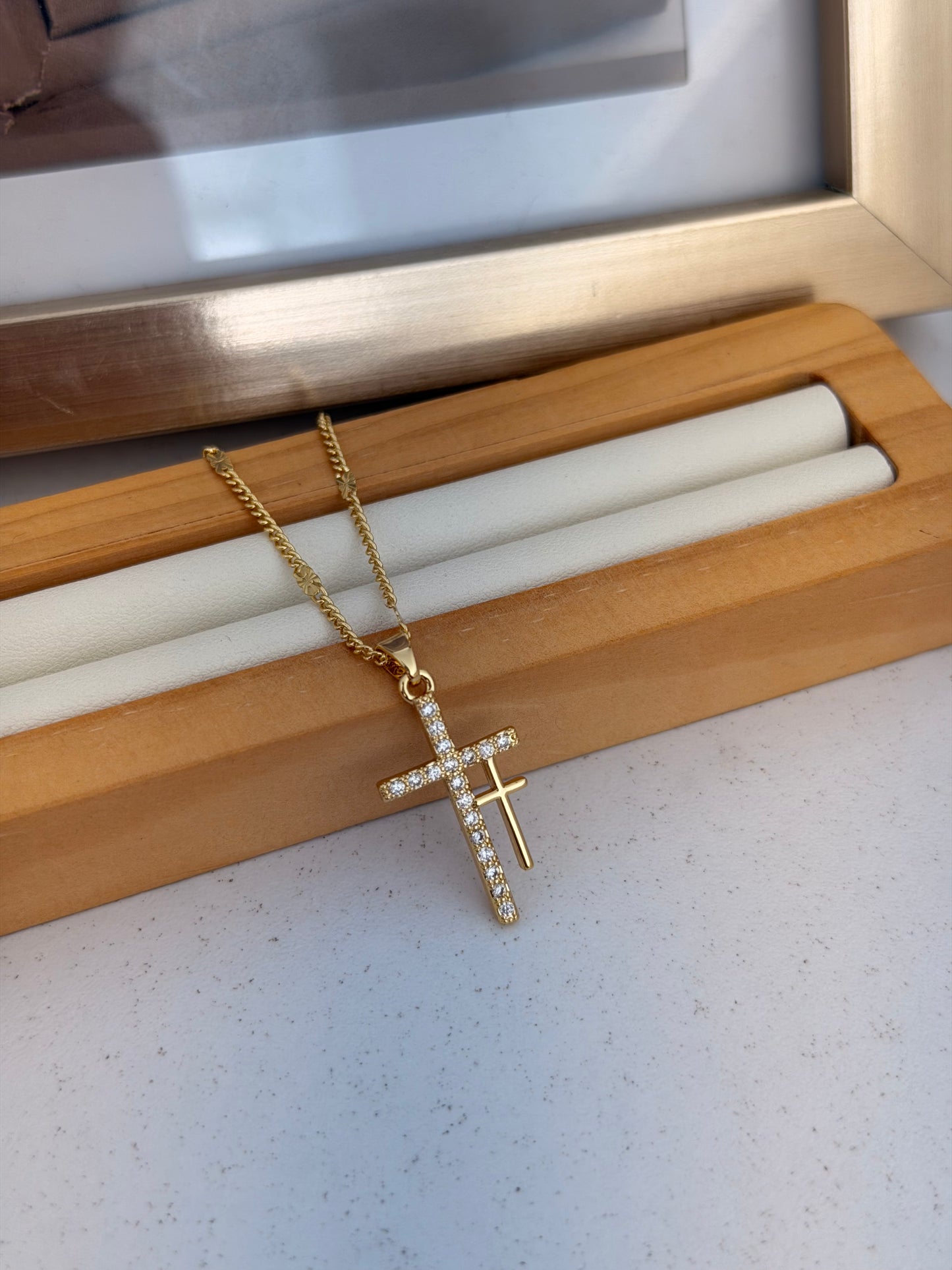 Cadena doble cruz grande