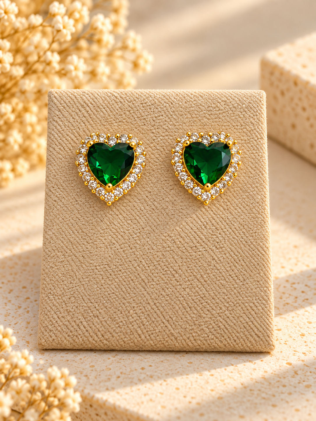 Topo corazón verde esmeralda grande