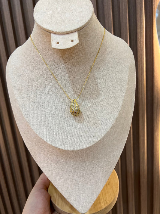 Cadena rodio gota grande con brillantes