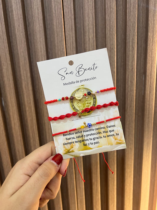 Pulsera, triple tejida, San Benito Mostacilla