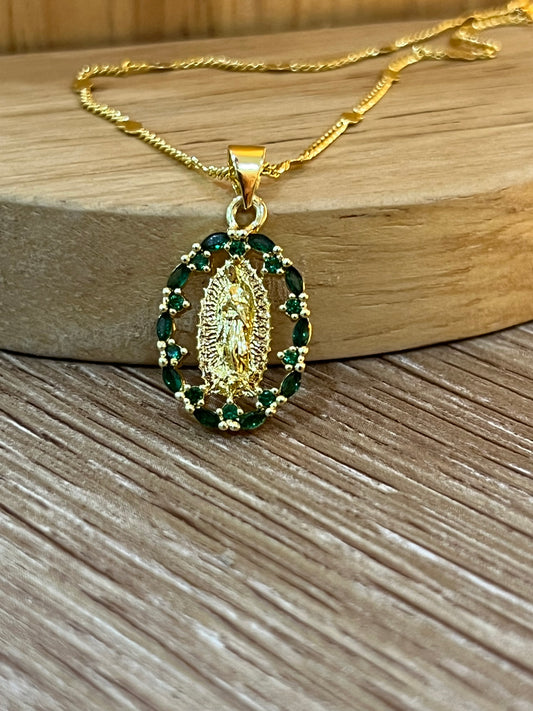 Cadena rodio virgen verde