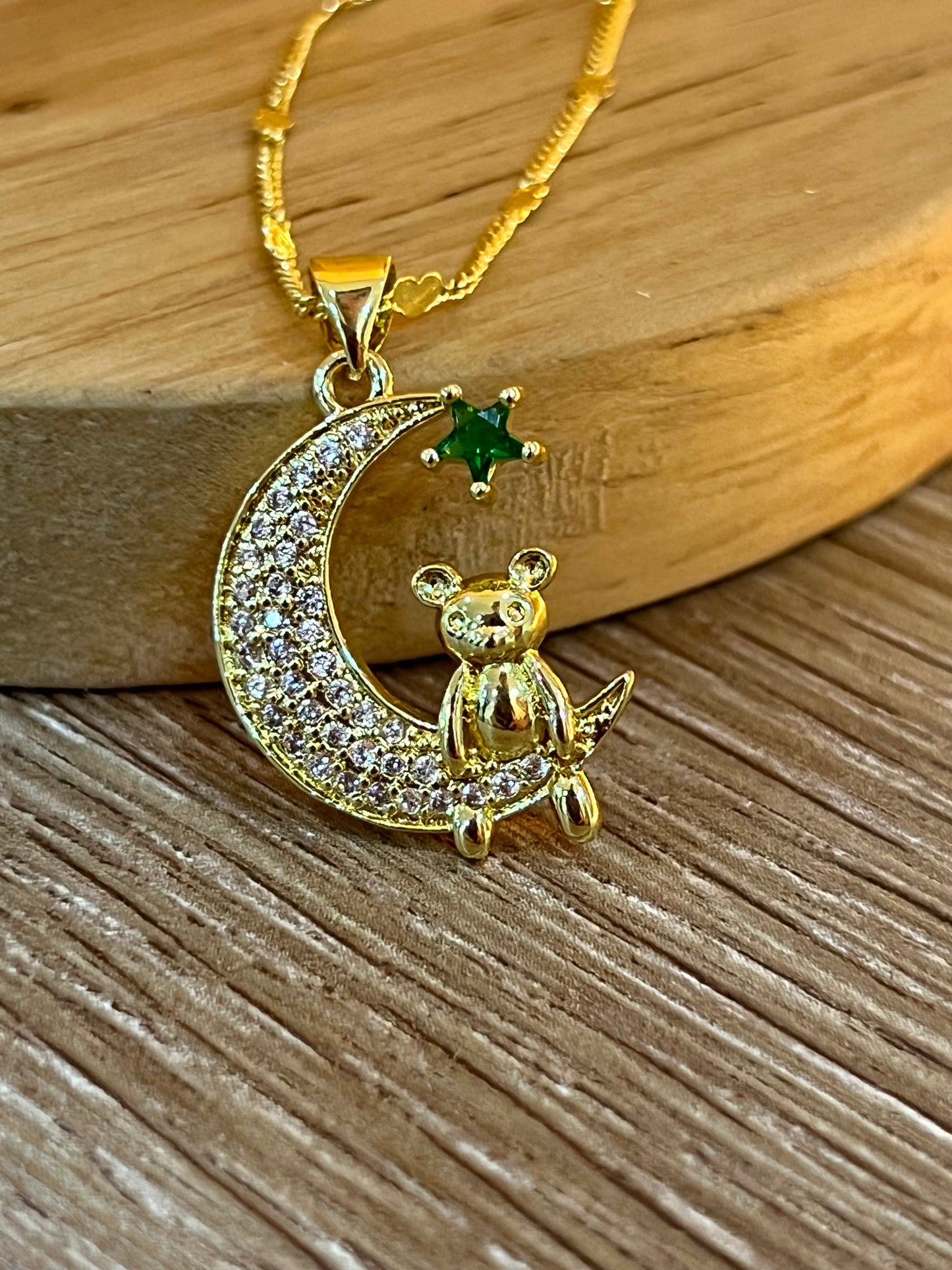 Cadena rodio osito luna