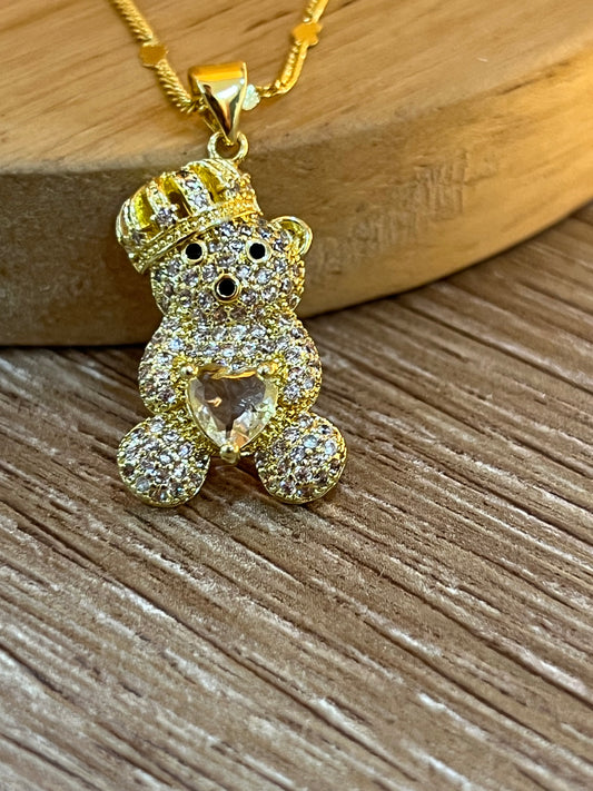 Cadena rodio osito corona