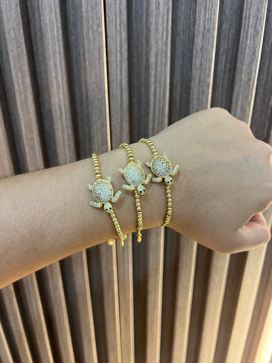 Pulsera Rodio Tortuga Brillante