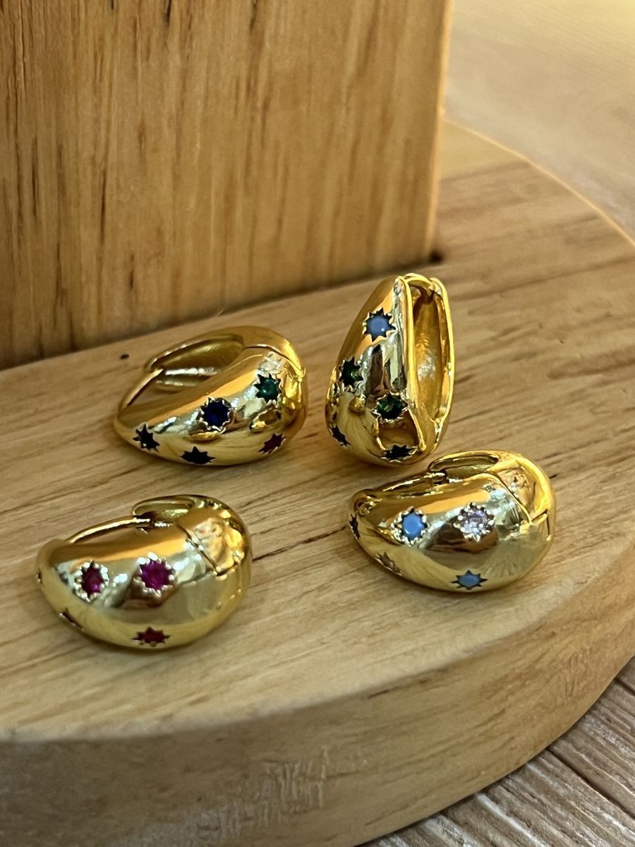 Arete rodio gotas piedras Colores ( todas Las piedras son en colores diferentes)
