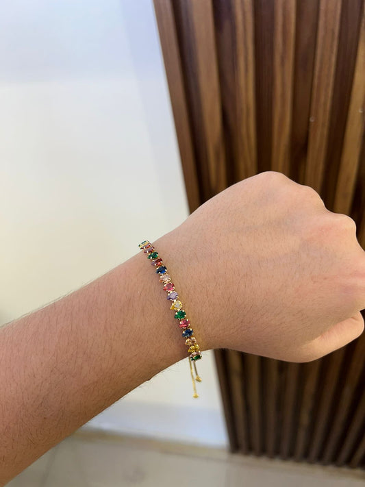 Pulsera Rodio Cristales de Colores